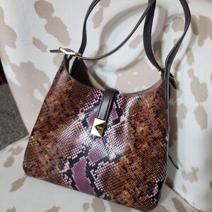 Kate Spade Brown and Pink Snake Print Crossbody Bag